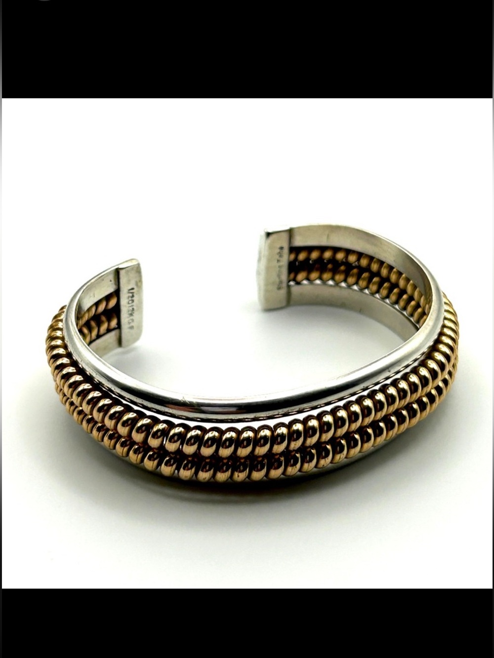 Vintage Signed Tahe Navajo Sterling Silver 12K GF Braided Cuff Bracelet